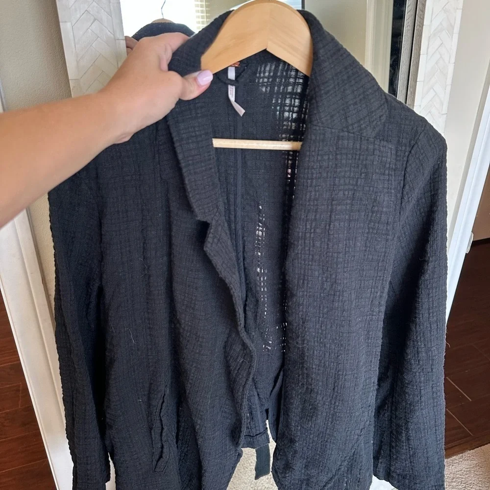 Free People Y2K Charcoal Textured Front Tie Jacket - Picture 4 of 7